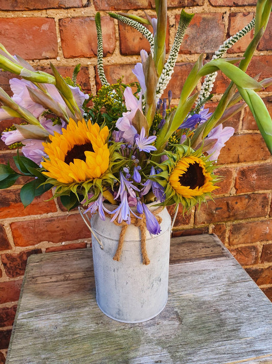 Florist's Choice Seasonal Hand Tied Bouquet In Metal Urn