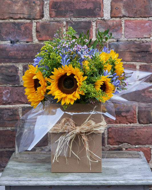 Florist's Choice Seasonal Hand Tied Bouquet In Aqua Box (Pictured £35)