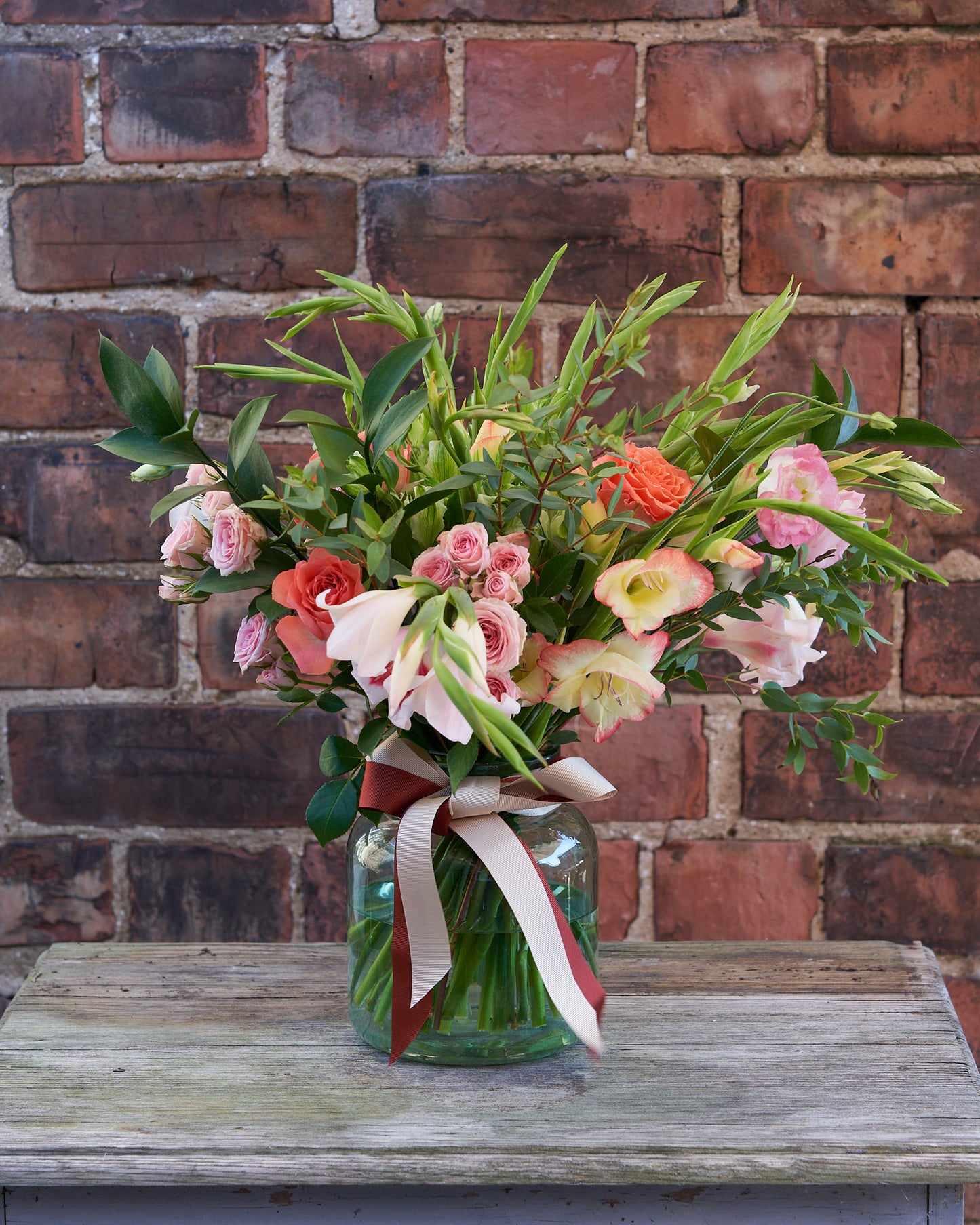 Florist's Choice Seasonal Hand Tied Arrangement In Hailey Glass Jar